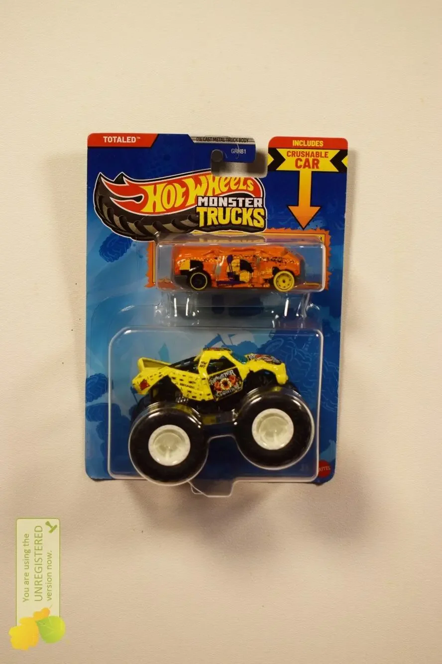 Hot Wheels Monster Truck Totaled and Crushed Van Blind Sided 1/64 Scale